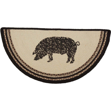 Sawyer Mill Charcoal Pig Jute Braided Rug Half Circle with Rug Pad 16.5